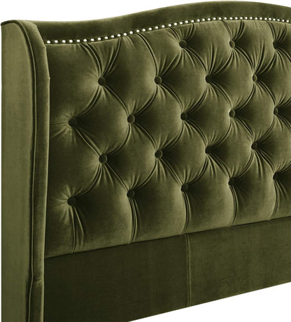 Marcella Platform, Queen, Olive Green Performance Velvet